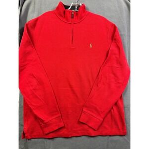 Polo Ralph Lauren Red Estate Rib Quarter Zip Pullover Sweatshirt Men's Size L